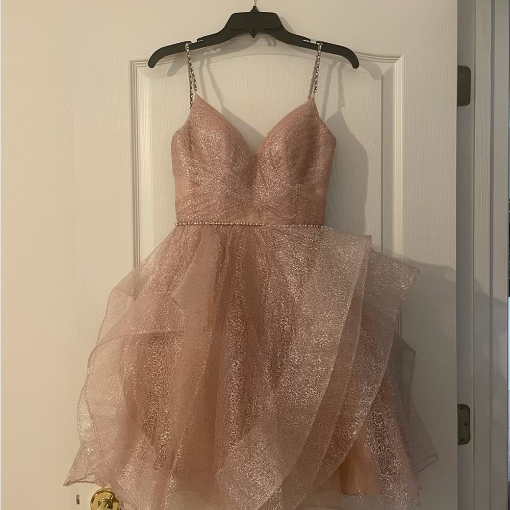 CAMILLE Sparkling Pink Layered Dress